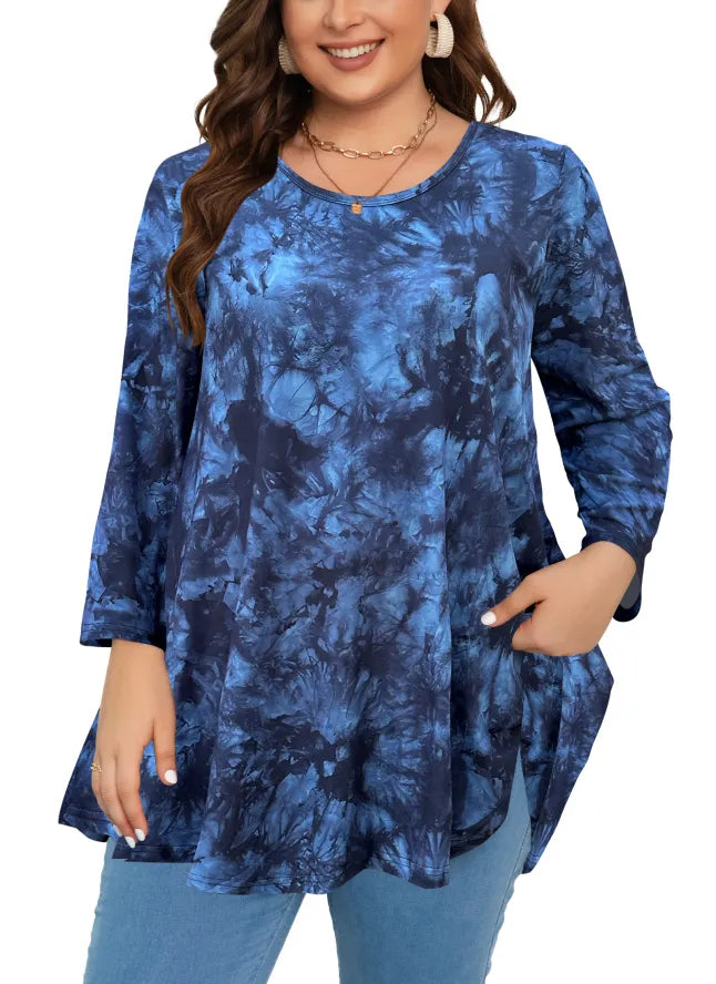 Plus Size Long Sleeve Tunic for Casual Autumn Wear