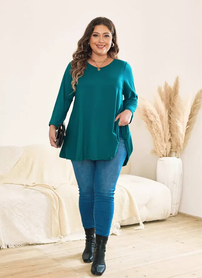 3/4 Sleeve Tunic with Elegant Details