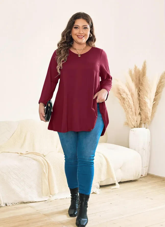 Relaxed Fit 3/4 Long Sleeve Tunic