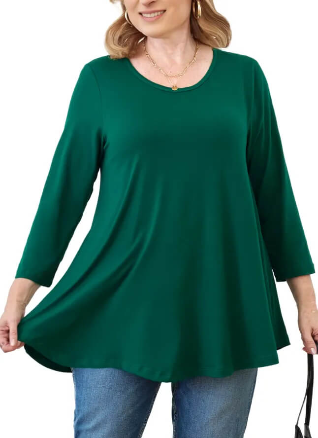 Plus Size Comfortable Floral Long Sleeve Tunic