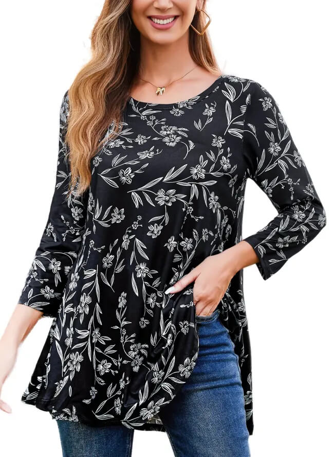 Breathable Long Sleeve Tunic for Plus Size Women