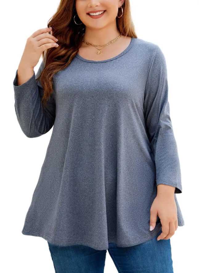 Warm Plus Size Floral Tunic for Fall and Winter