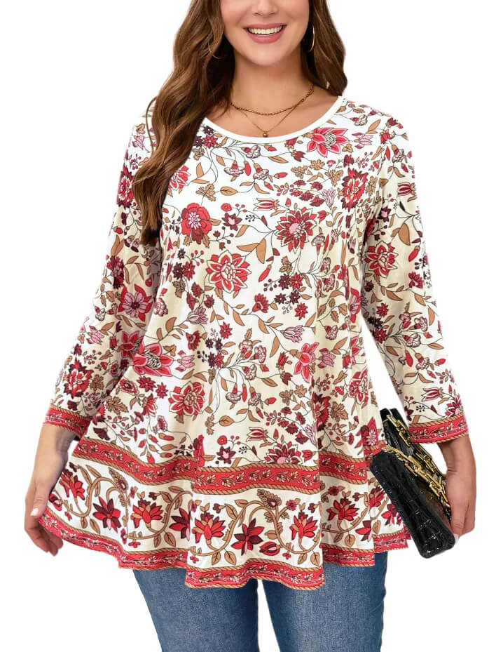 Comfortable 3/4 Long Sleeve Tunic for Stylish Look