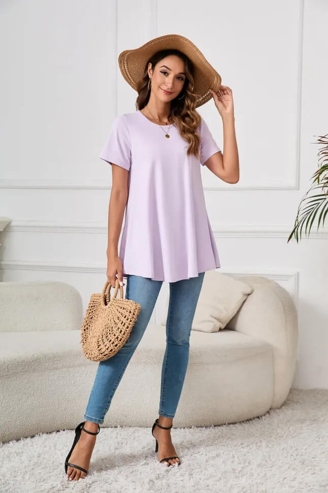 Soft Long Sleeve Tunic with Floral Design for Plus Size Women