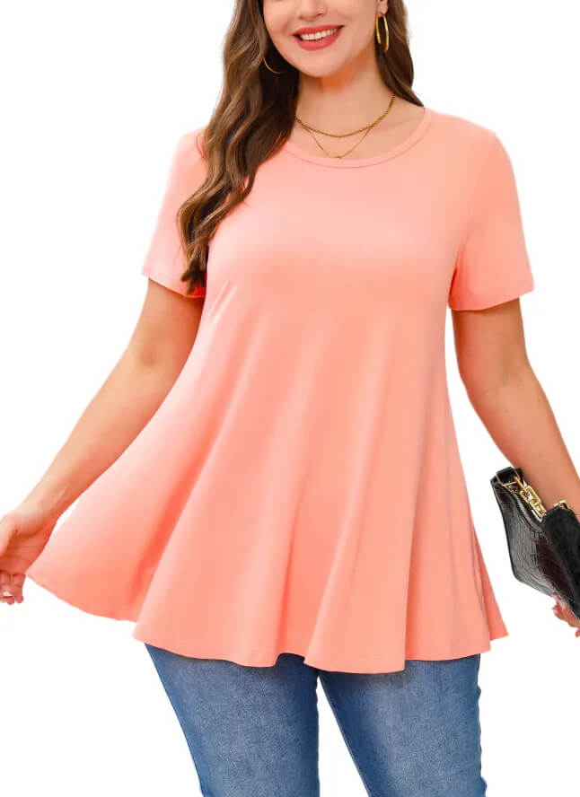Floral Print Long Sleeve Tunic with Soft Touch for Plus Size