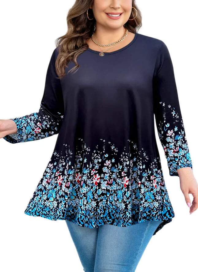 3/4 Long Sleeve Tunic for Autumn