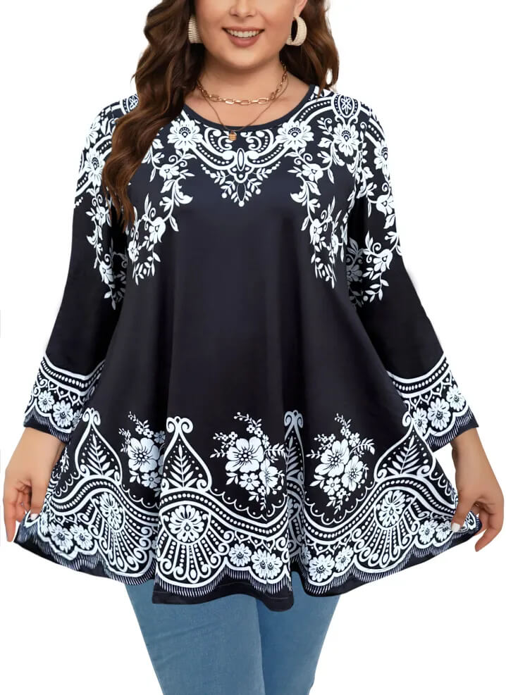 Simple and Elegant 3/4 Long Sleeve Tunic