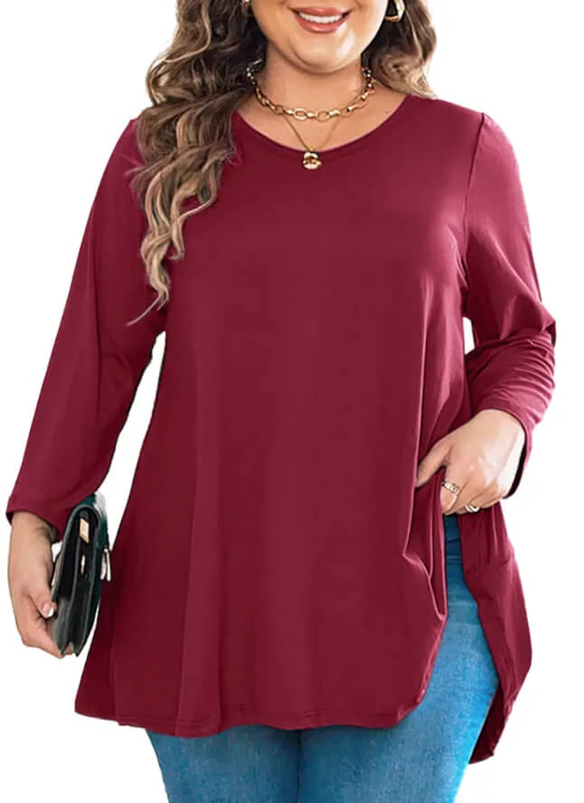 Loose Fit Fall Floral Tunic for Plus Size