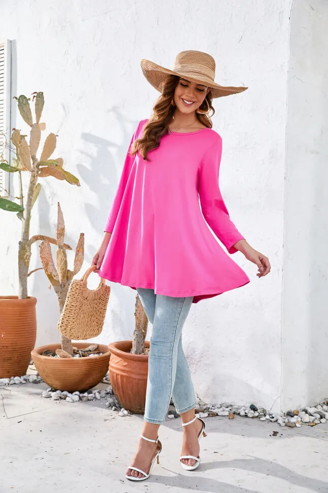 Women’s Plus Size Floral Long Sleeve Tunic