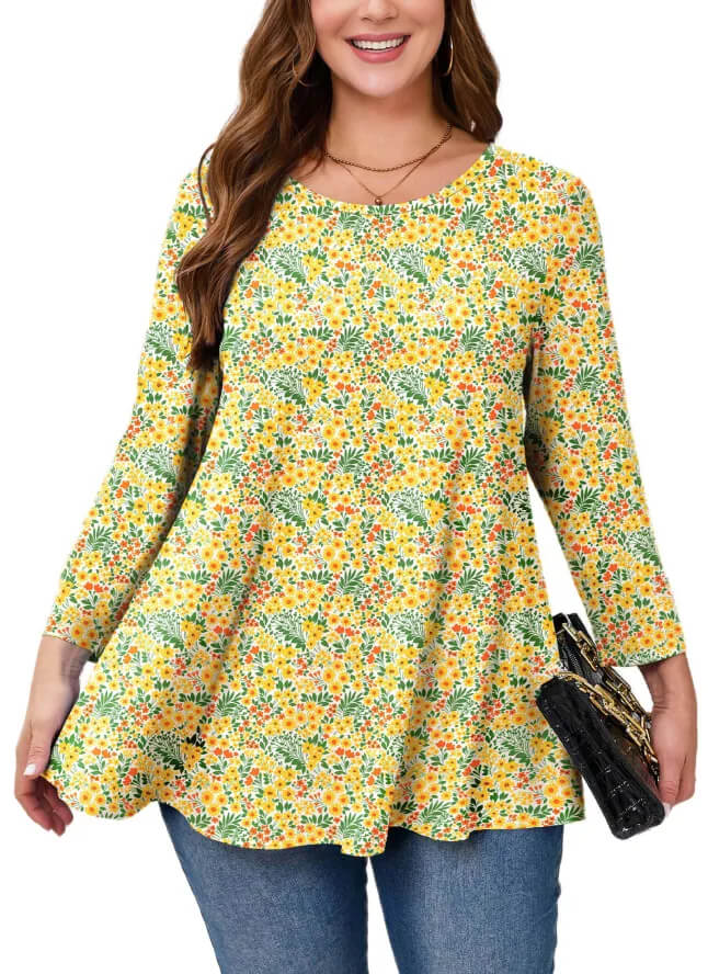 Casual 3/4 Sleeve Tunic Top