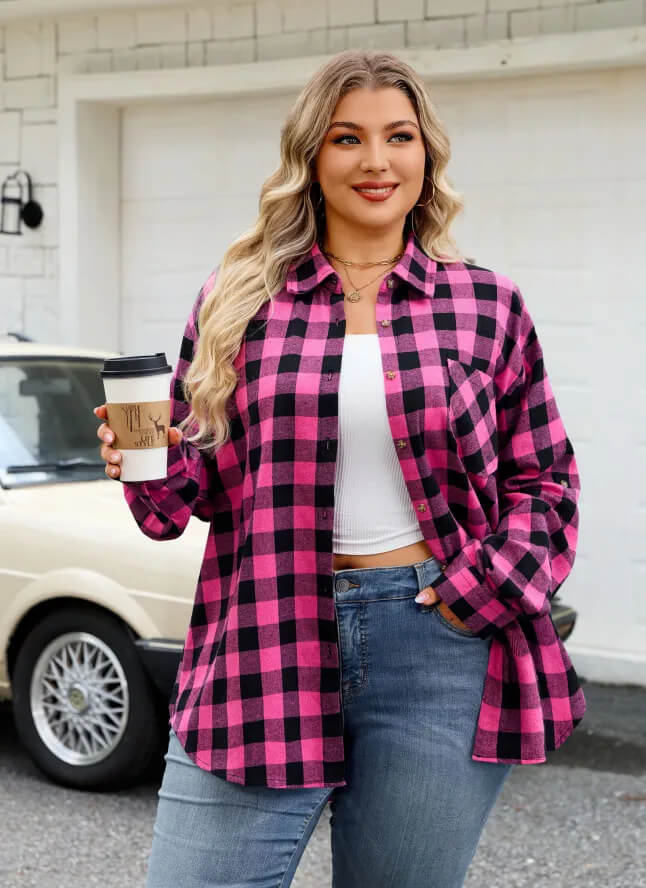 Plus-size plaid shirt