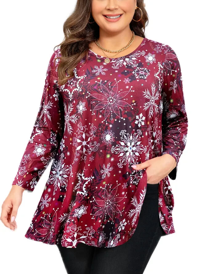 Women's Plus Size Soft Fabric Long Sleeve Top - Perfect for Relaxing or Outings