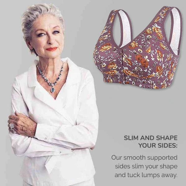 Plus Size Front-Closure Flower Bra