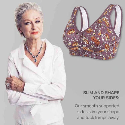 Plus Size Front-Closure Flower Bra