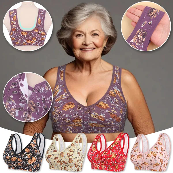 Plus Size Front-Closure Flower Bra