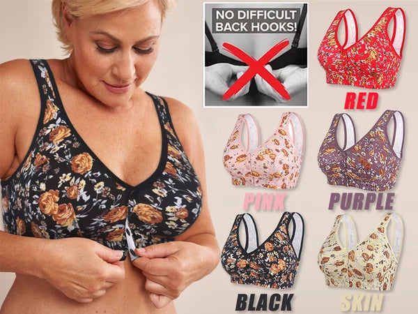 Plus Size Front-Closure Flower Bra