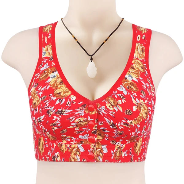 Plus Size Front-Closure Flower Bra