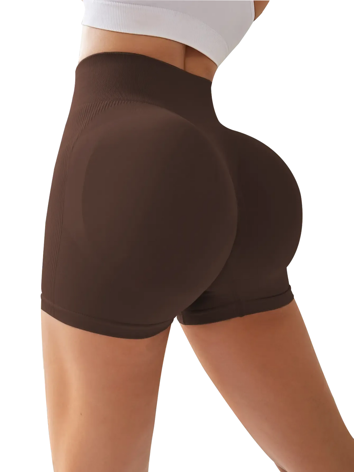 4-Pieces High Waist Tummy Control Side-Ribbed Butt-Lifting Seamless Shorts, Lightweighted Summer Shorts,  Stretchy Womenswear Bottom Peachy Shorts