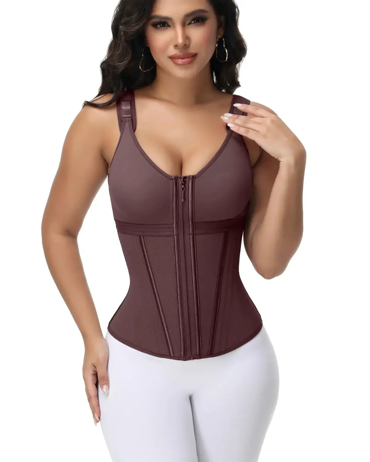Waist Shapewear Corset For Women Sport Workout Vest For Women Gym Zipper And Hooks