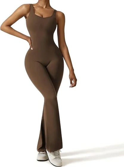 Women's Sleeveless Open-Back Flared Jumpsuit
