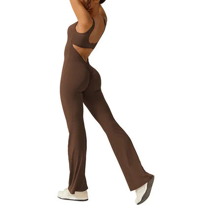 Women's Sleeveless Open-Back Flared Jumpsuit