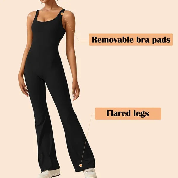Women's Sleeveless Open-Back Flared Jumpsuit