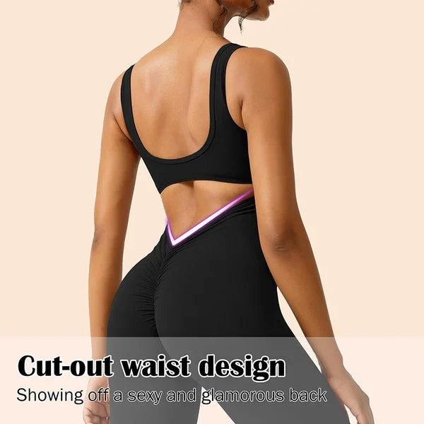 Women's Sleeveless Open-Back Flared Jumpsuit