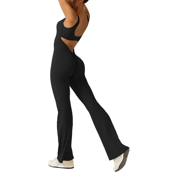 Women's Sleeveless Open-Back Flared Jumpsuit