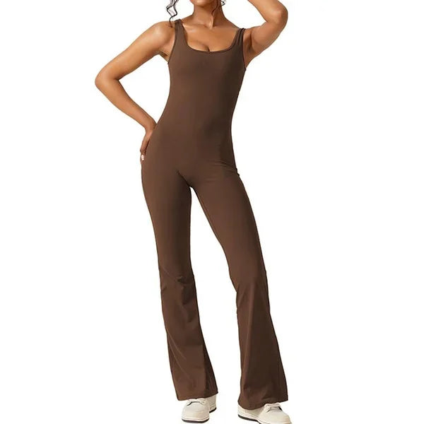Women's Sleeveless Open-Back Flared Jumpsuit
