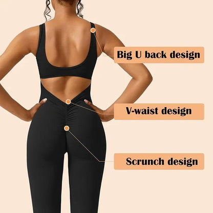 Women's Sleeveless Open-Back Flared Jumpsuit