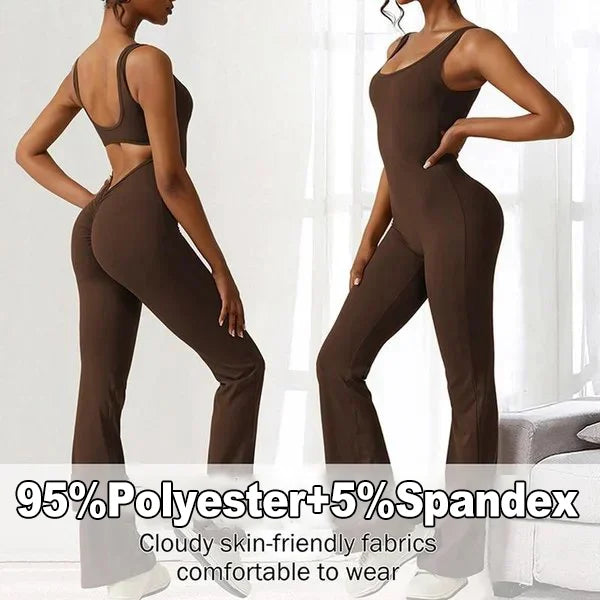 Women's Sleeveless Open-Back Flared Jumpsuit