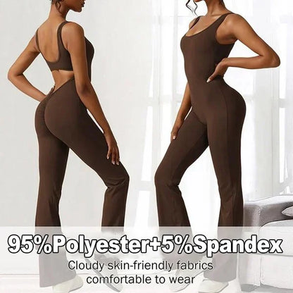 Women's Sleeveless Open-Back Flared Jumpsuit