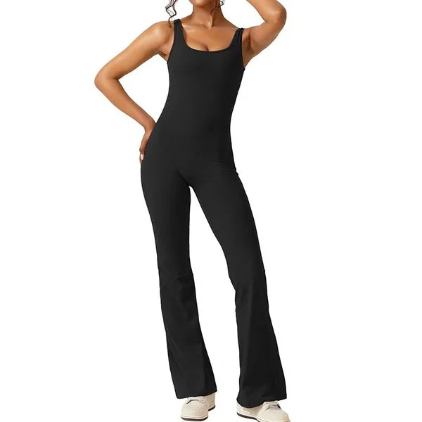 Women's Sleeveless Open-Back Flared Jumpsuit