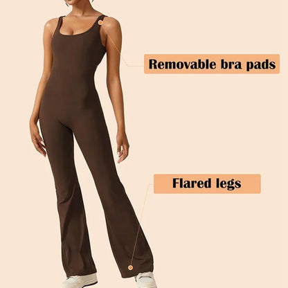 Women's Sleeveless Open-Back Flared Jumpsuit