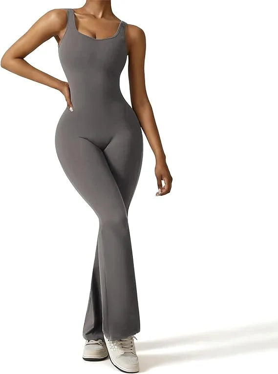 Women's Sleeveless Open-Back Flared Jumpsuit