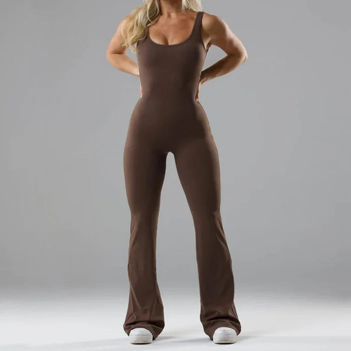 Women's Sleeveless Open-Back Flared Jumpsuit
