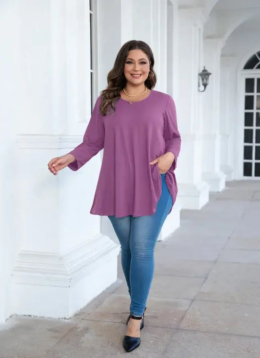 Splensive Women's Plus Size Long Sleeve Tunic