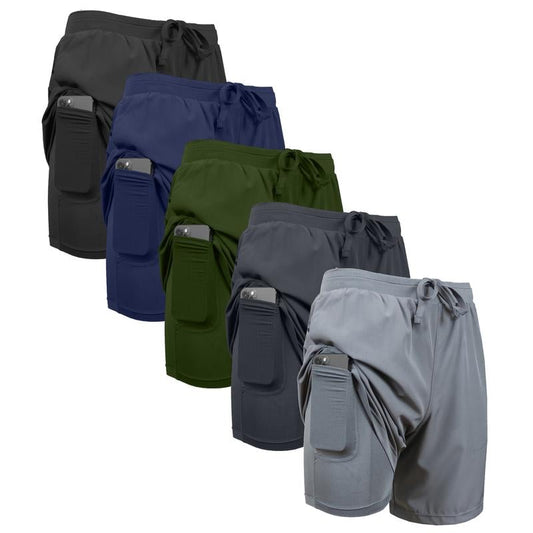 3-Pack Men's 2 In 1 Quick Dry Gym Running Shorts With Liner
