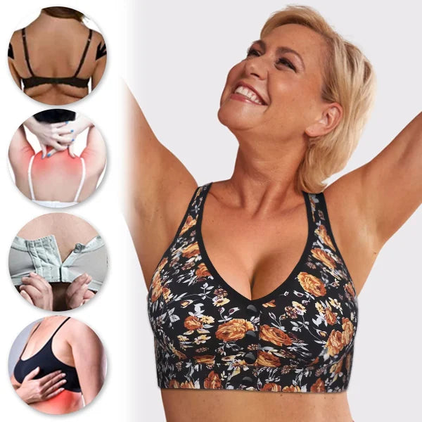 Plus Size Front-Closure Flower Bra