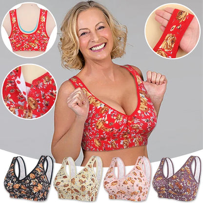 Plus Size Front-Closure Flower Bra