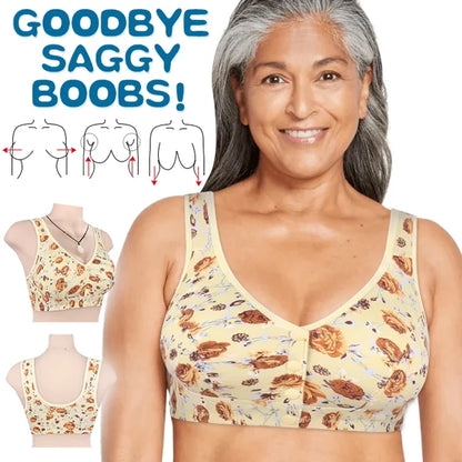 Plus Size Front-Closure Flower Bra