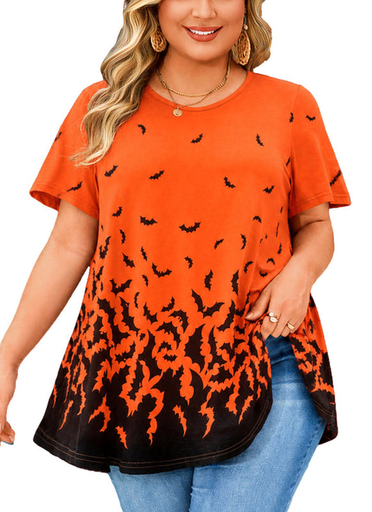 Women's Halloween Orange & Black Swing Tunic Top – Plus Size B51