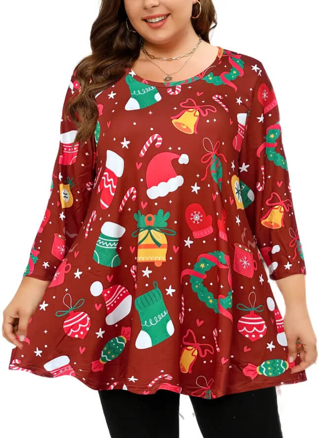 Women's Plus Size Long Sleeve Top - Casual and Comfortable Design