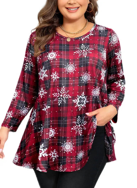 Women's Plus Size Flattering Long Sleeve Top - Ideal for Layering or Solo