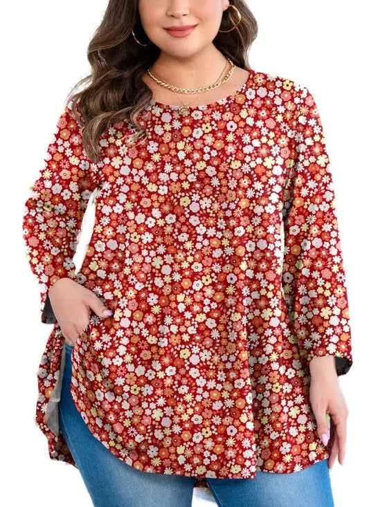 Floral Long Sleeve Tunic Perfect for Autumn Days
