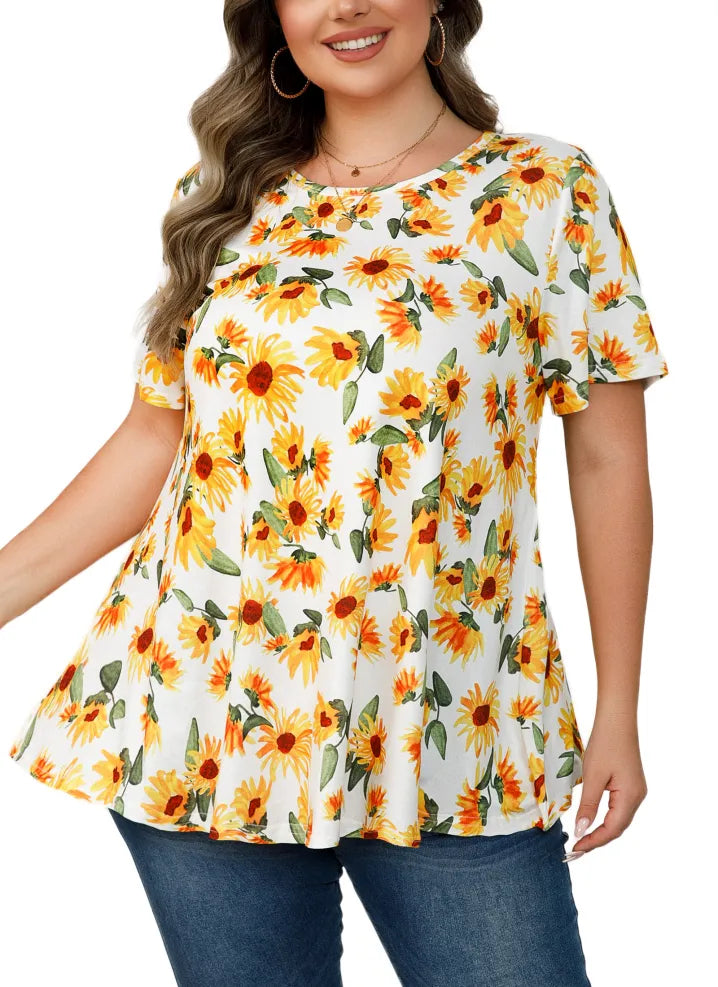 Women’s Plus Size Summer Tunic with Short Sleeves
