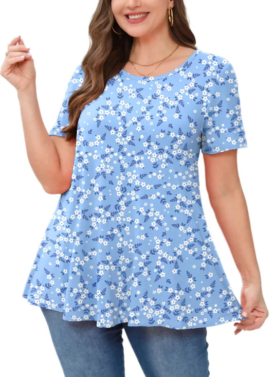 Autumn Floral Tunic for Plus Size with Soft Fabric
