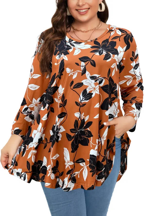 Women's Plus Size Relaxed Fit Long Sleeve Top - Great for Layering 