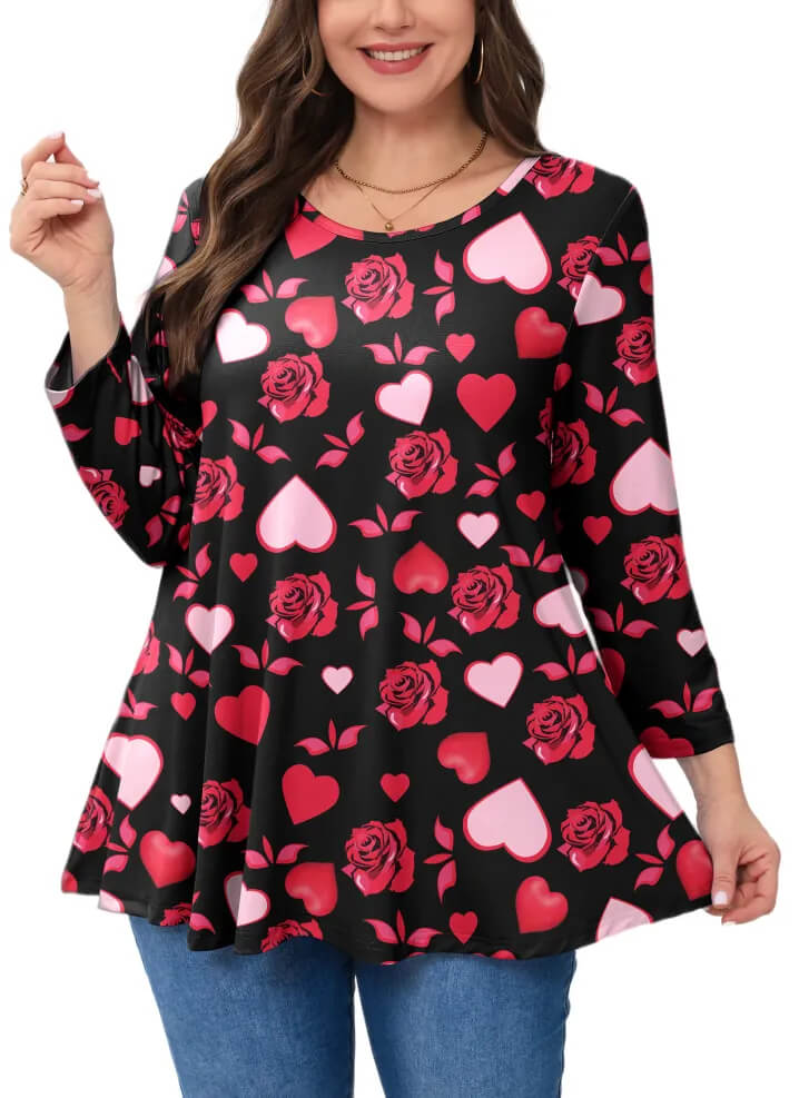 3/4 Long Sleeve Tunic with Soft Textured Fabric
