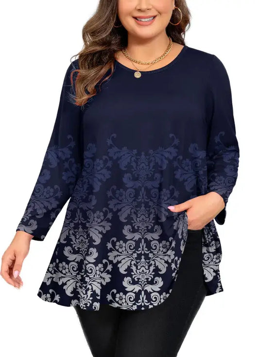 Women's Plus Size Soft Long Sleeve Top - A Relaxing Fit for Any Body Type